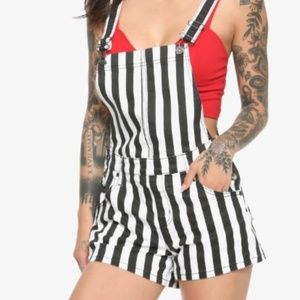 Black & White Striped Shortalls